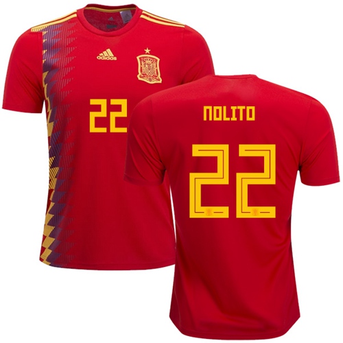 Spain #22 Nolito Home Soccer Country Jersey - Click Image to Close